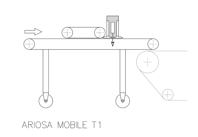 disegno tecnico ARIOSA MOBILE T1 Macchina a depolverare in continuo su ruote